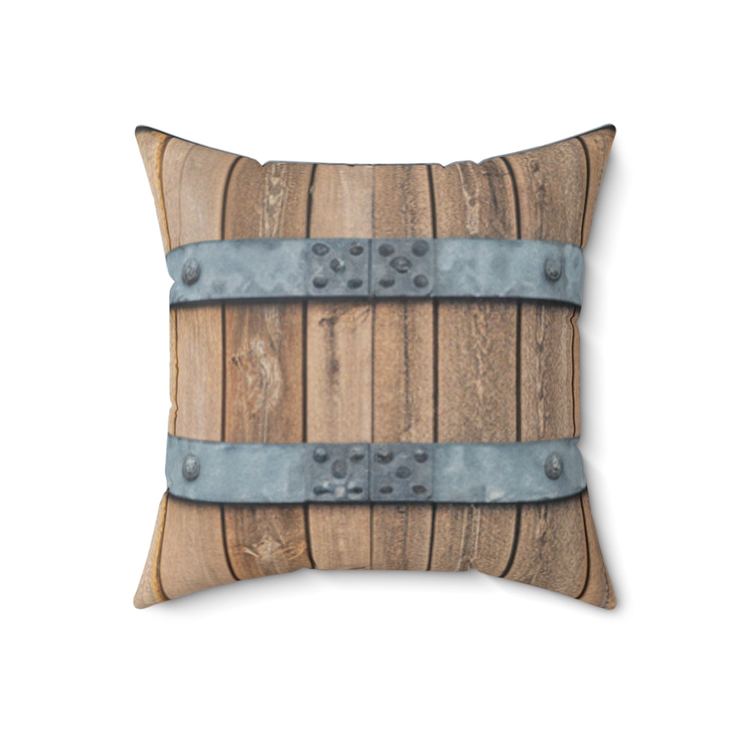 Rustic Whiskey Barrel Square Pillow — Decorative Accent Pillow