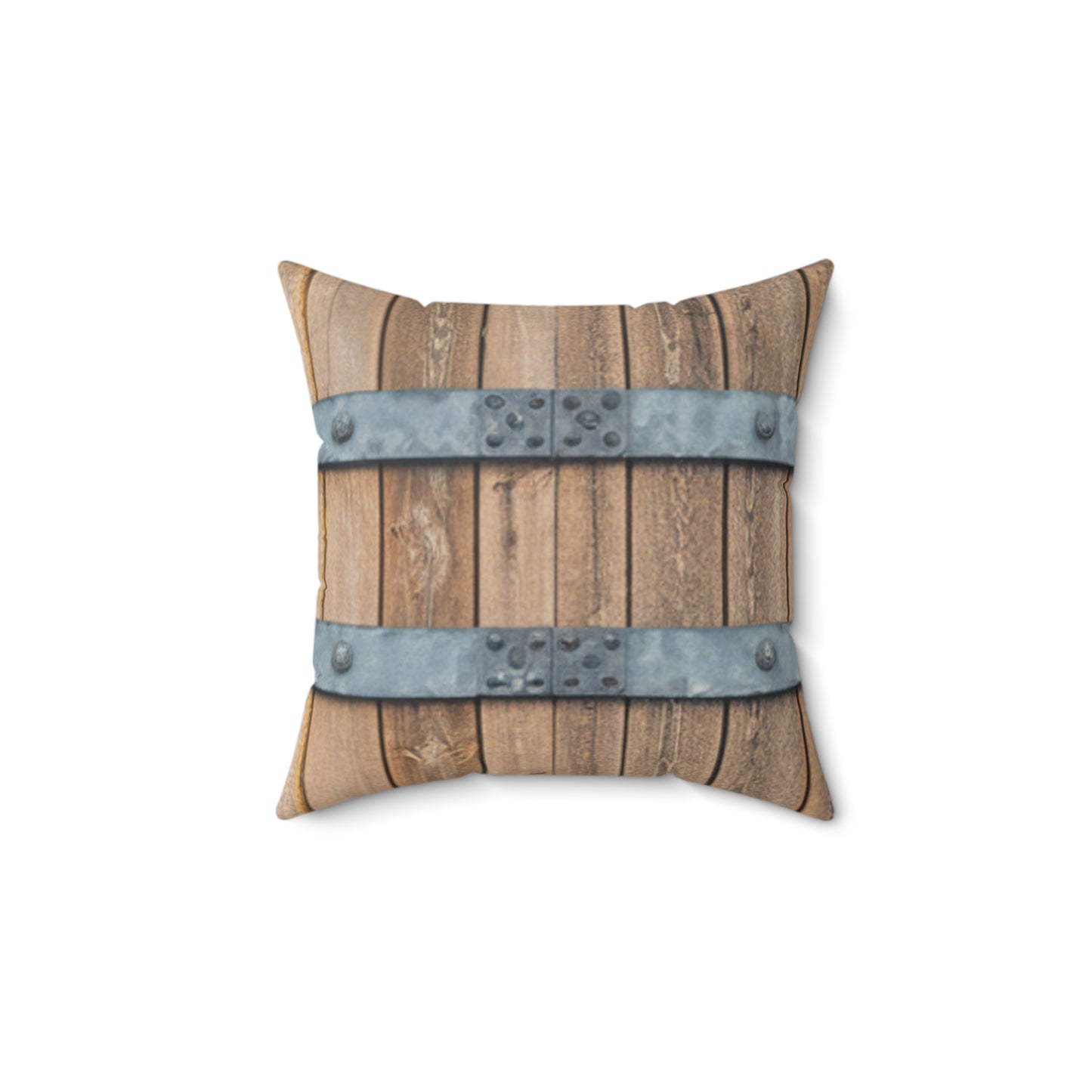 Rustic Whiskey Barrel Square Pillow — Decorative Accent Pillow