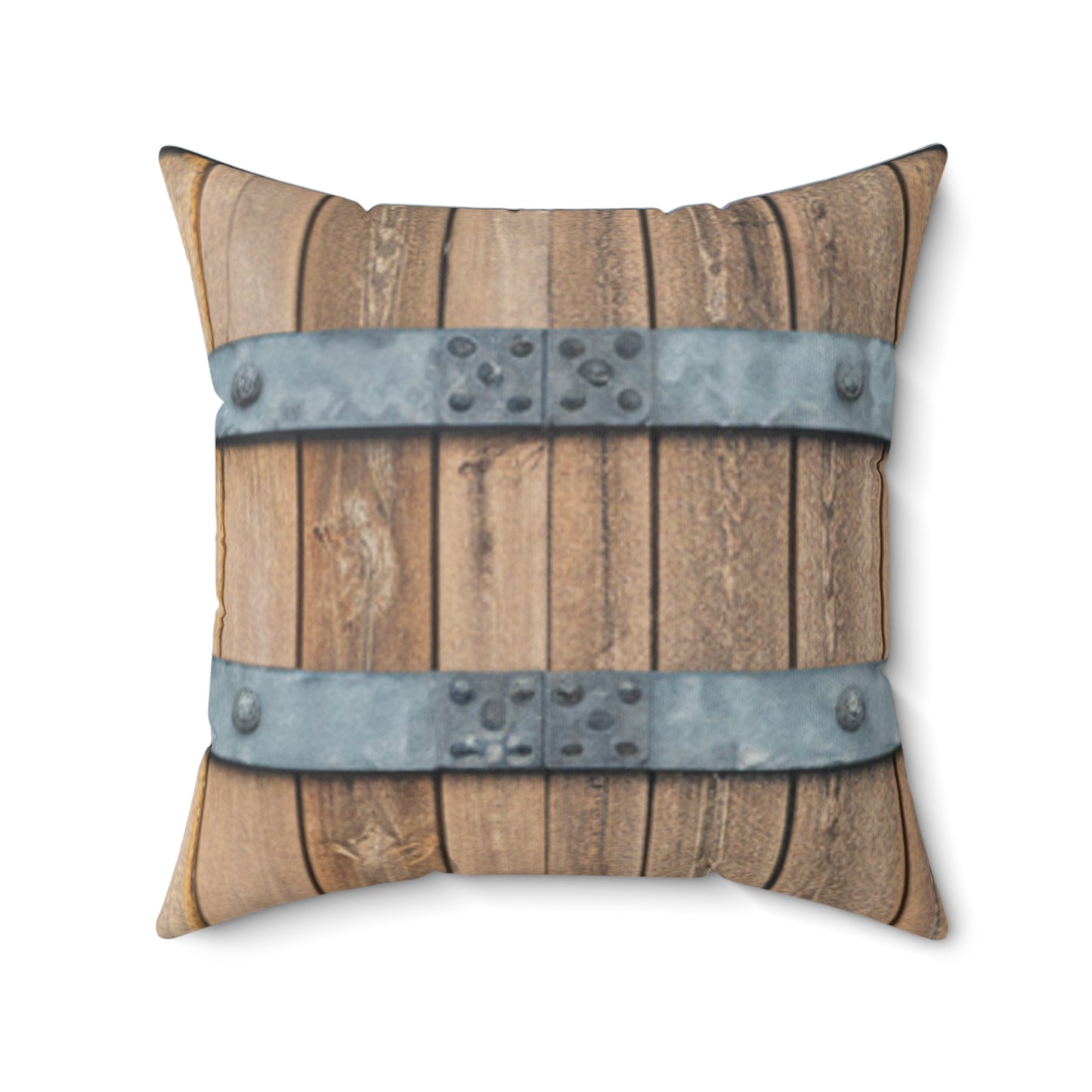 Rustic Whiskey Barrel Square Pillow — Decorative Accent Pillow