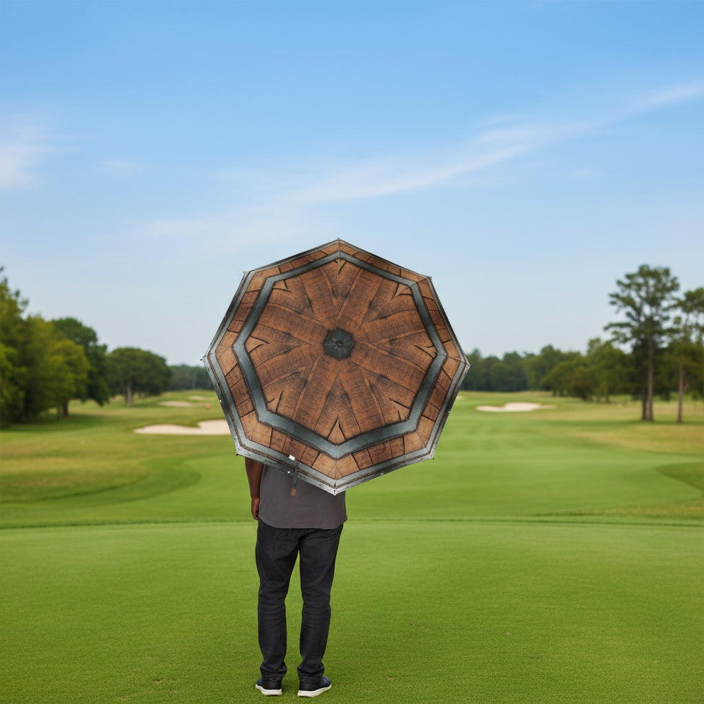 Whiskey Barrel Foldable Umbrella | Vintage Style Weather Gear, Rain Essential, Umbrella Gift