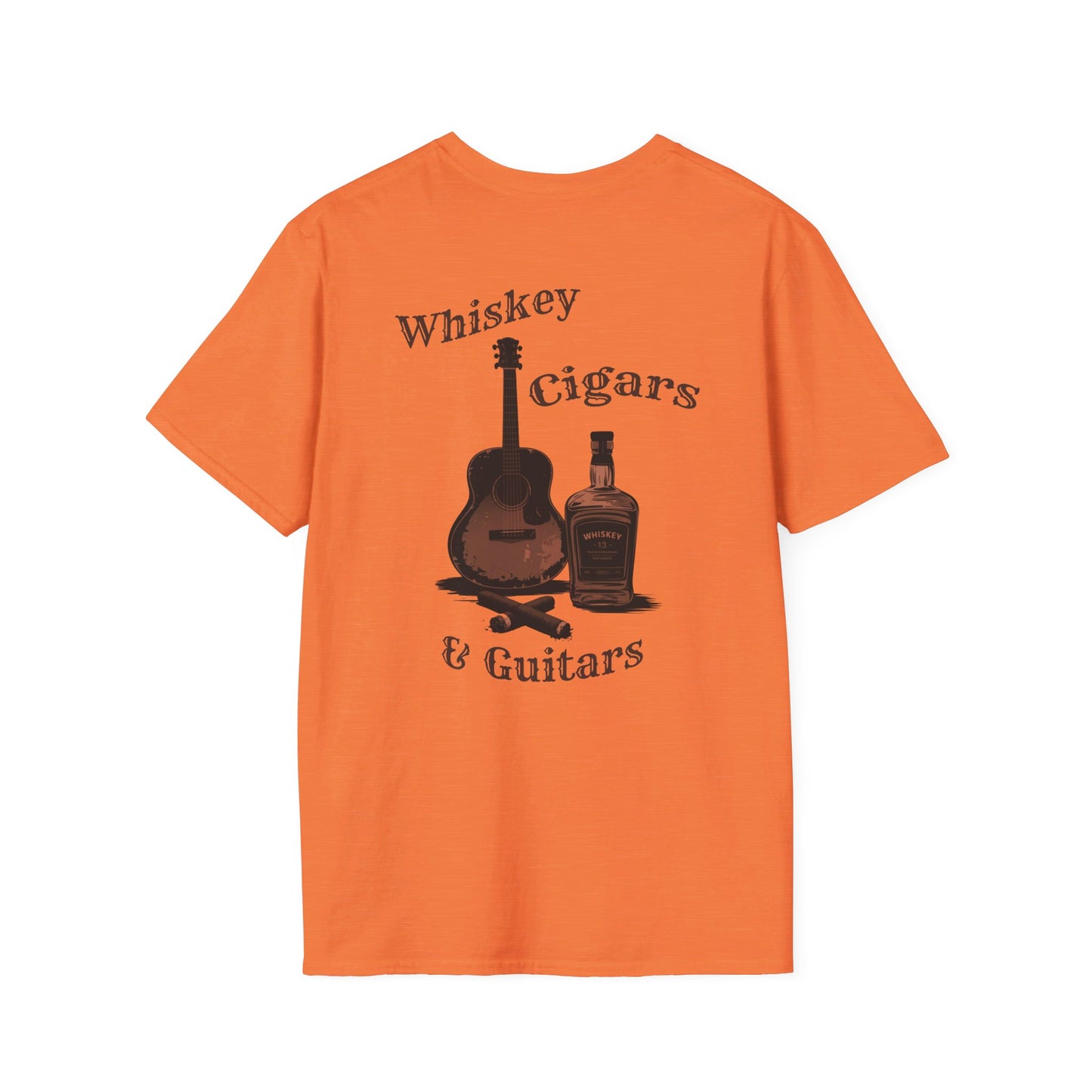 Whiskey Cigar Guitar Back Softstyle T-Shirt