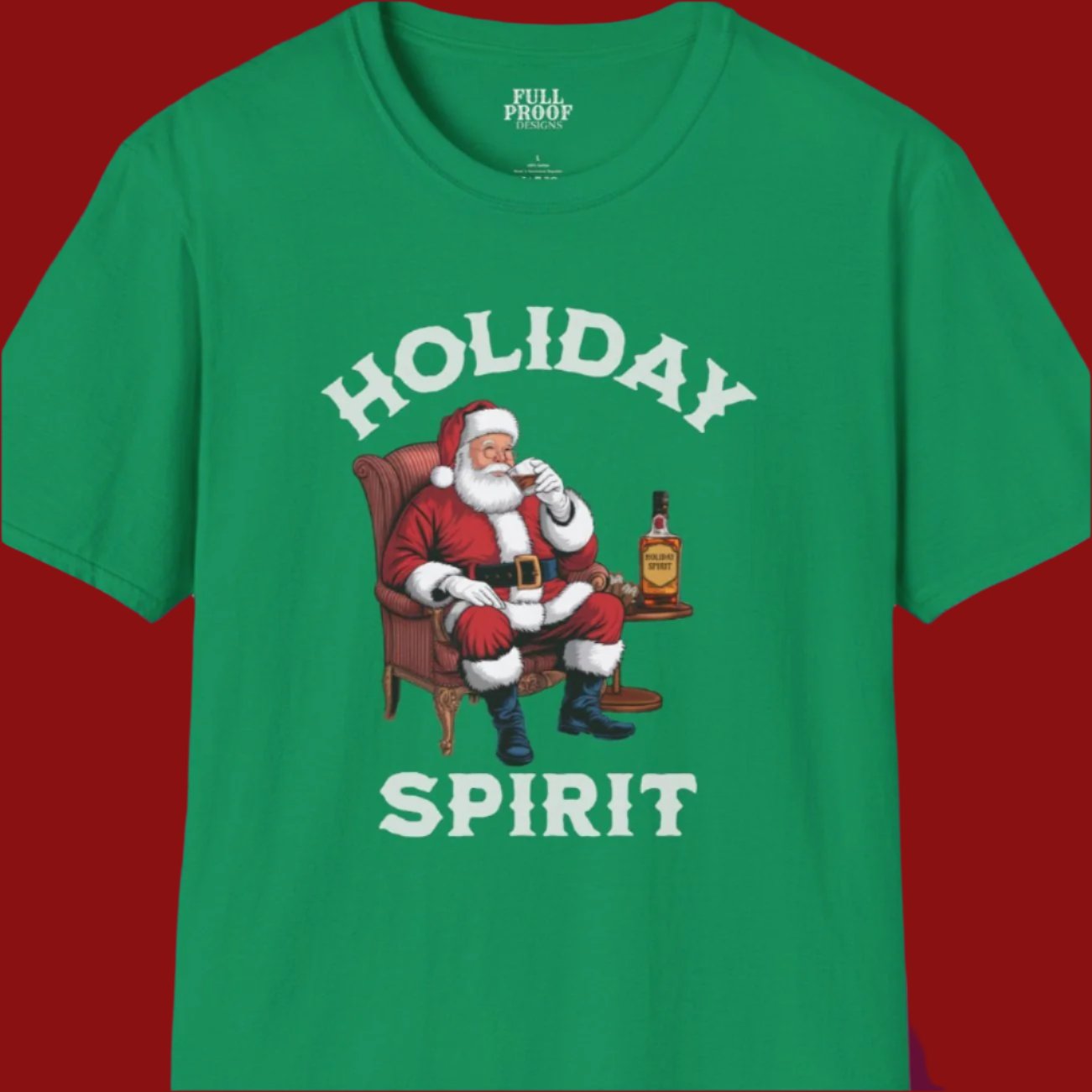 Holiday Spirit Santa Drinking Whiskey Unisex Softstyle T-Shirt