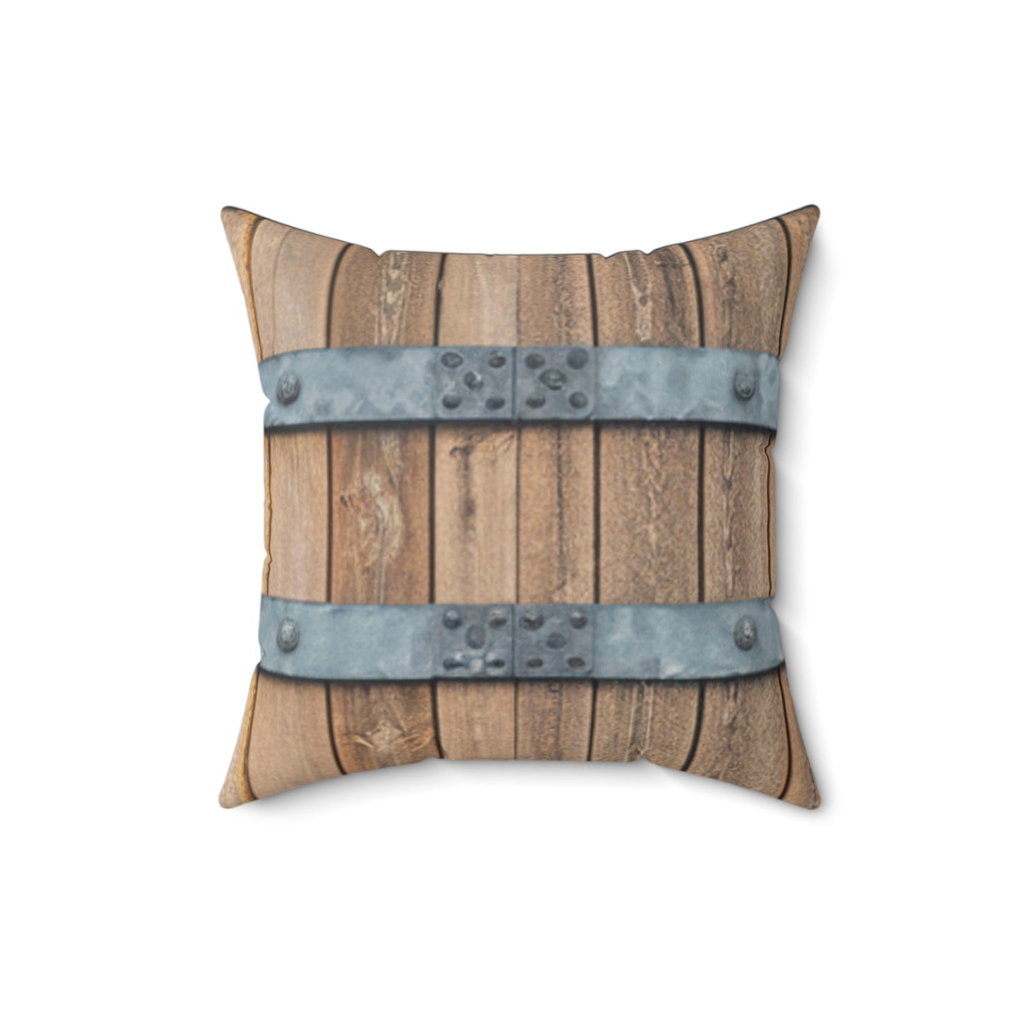 Rustic Whiskey Barrel Square Pillow — Decorative Accent Pillow