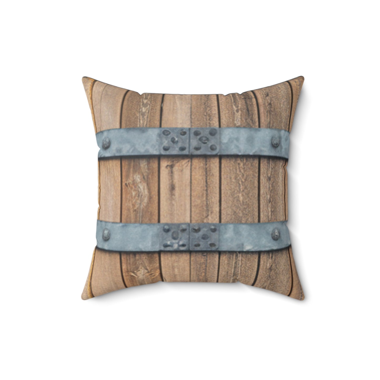 Rustic Whiskey Barrel Square Pillow — Decorative Accent Pillow