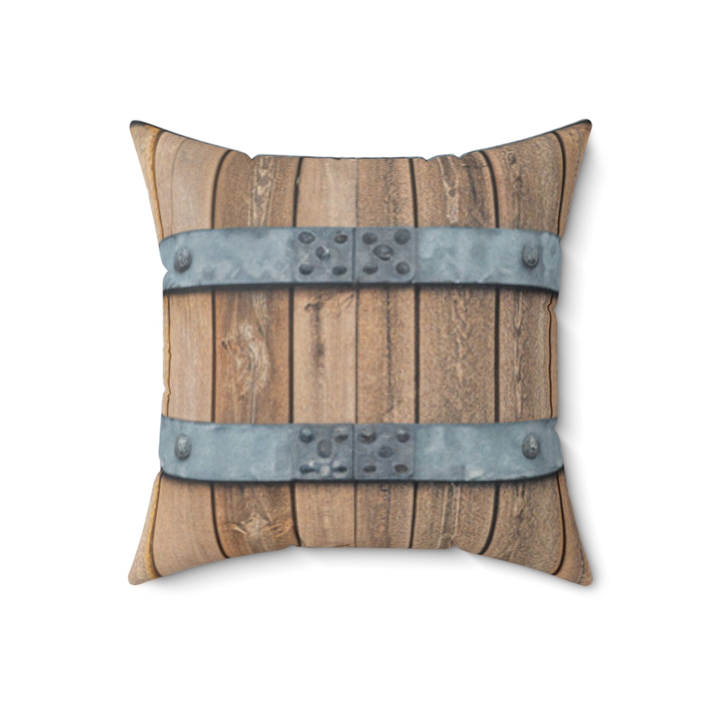 Rustic Whiskey Barrel Square Pillow — Decorative Accent Pillow