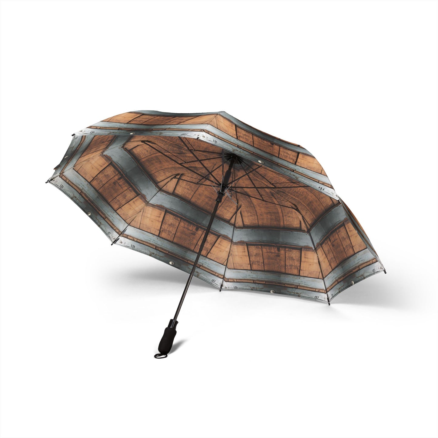 Whiskey Barrel Foldable Umbrella | Vintage Style Weather Gear, Rain Essential, Umbrella Gift