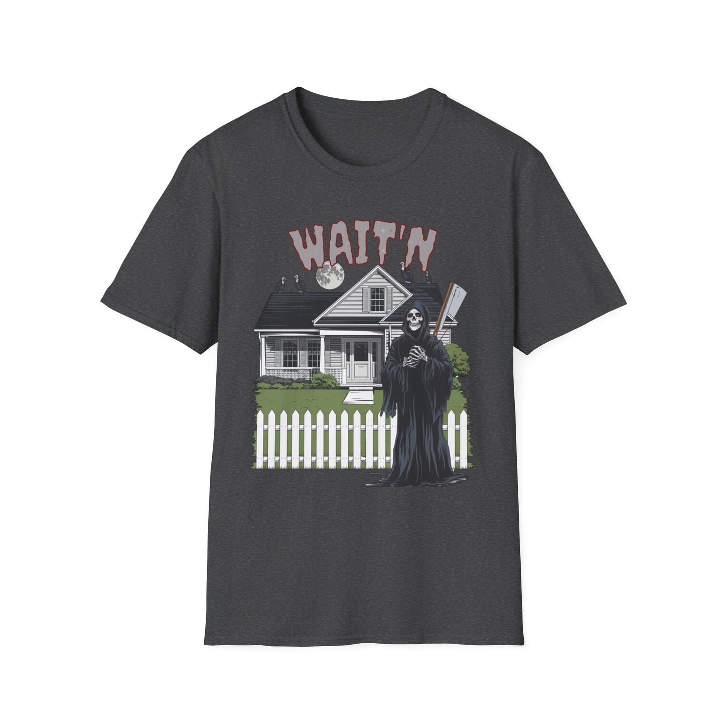 Wait'n Grim Reaper Halloween Tee Unisex Softstyle T-Shirt