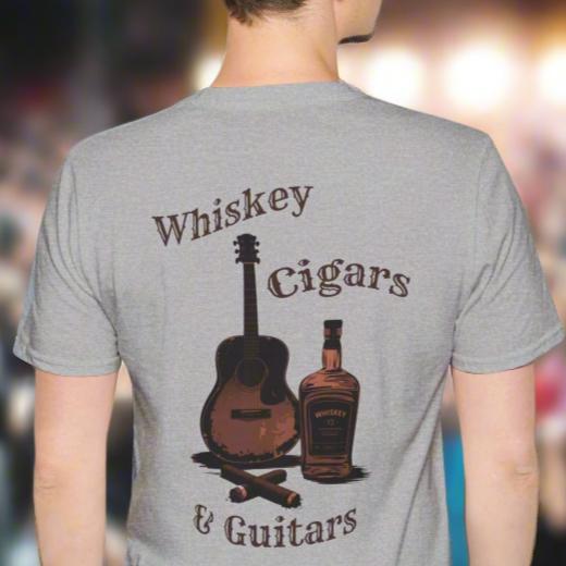 Whiskey Cigar Guitar Back Softstyle T-Shirt