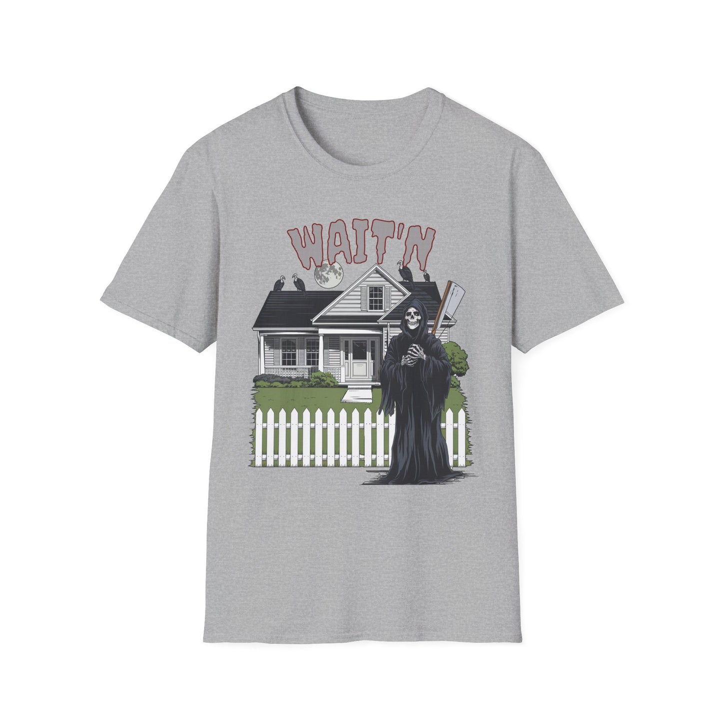 Wait'n Grim Reaper Halloween Tee Unisex Softstyle T-Shirt