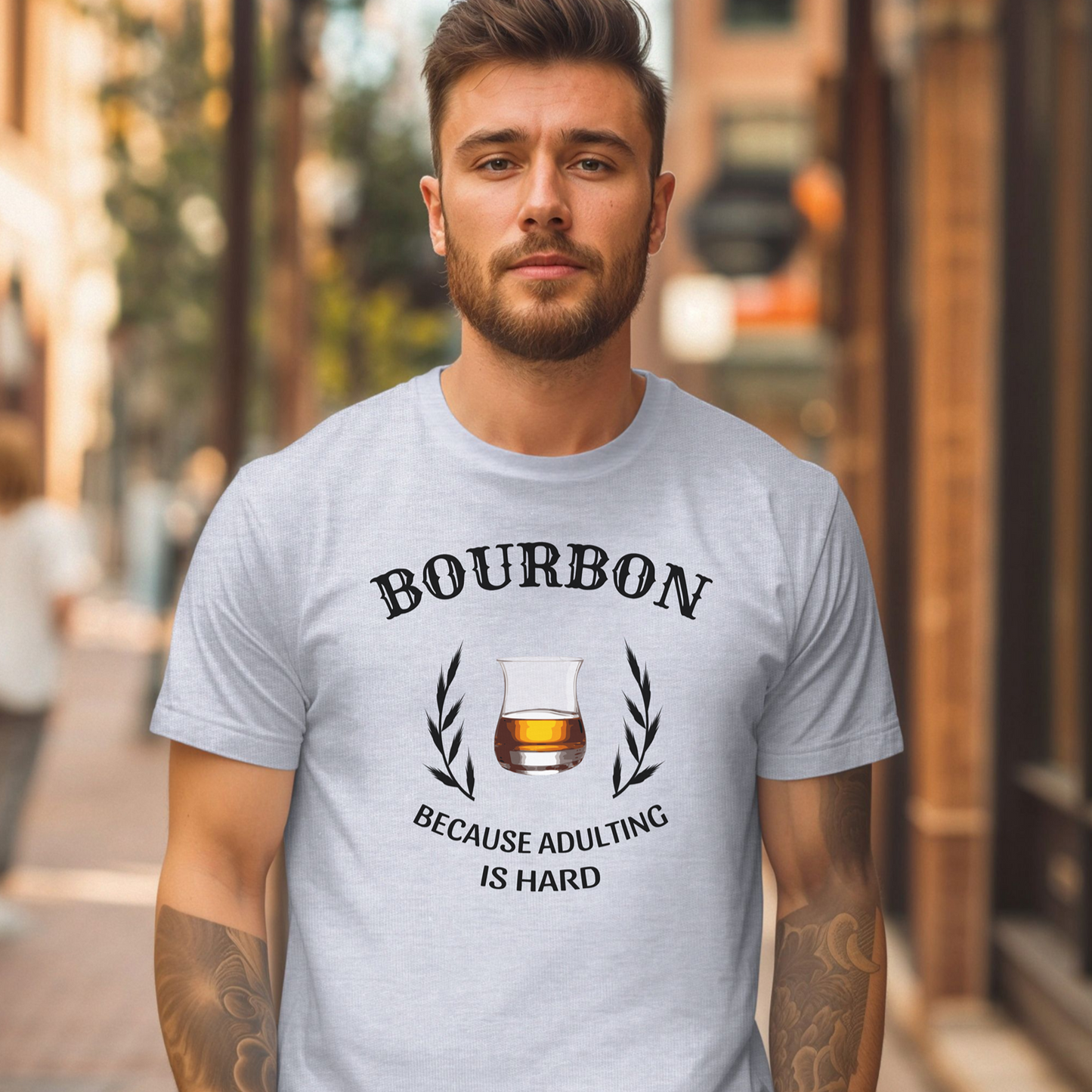 Bourbon Because Adulting is Hard Unisex Softstyle T-Shirt