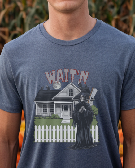 Wait'n Grim Reaper Halloween Tee Unisex Softstyle T-Shirt