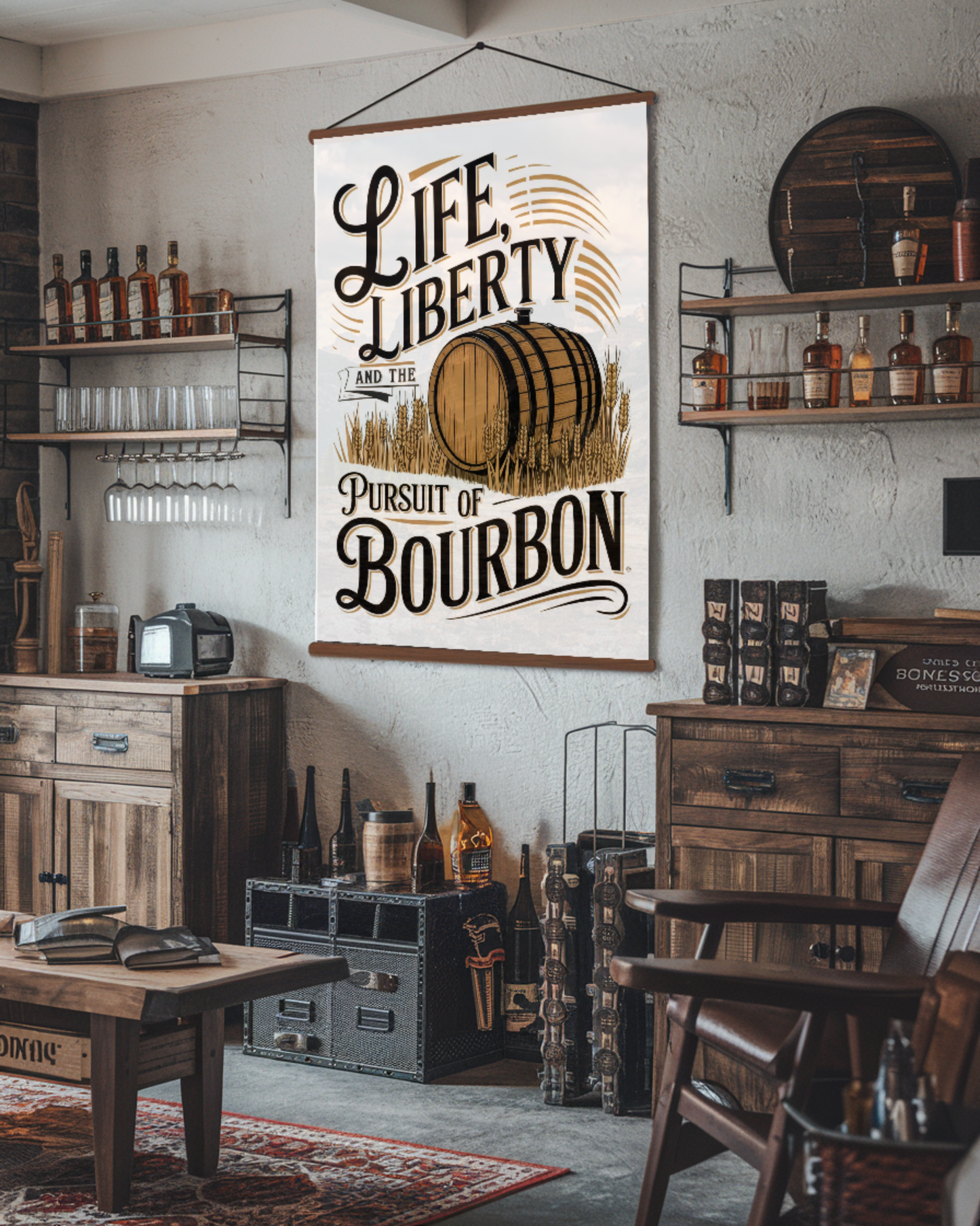 Pursuit of Bourbon Indoor Wall Tapestries